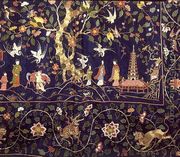 Embroidered hangings from the State Bed at Calke Abbey (detail) - Chinese School