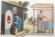 Firing of porcelain in China at the end of the 18th century, from 'La Chine en Miniature' 1811 - Chinese School