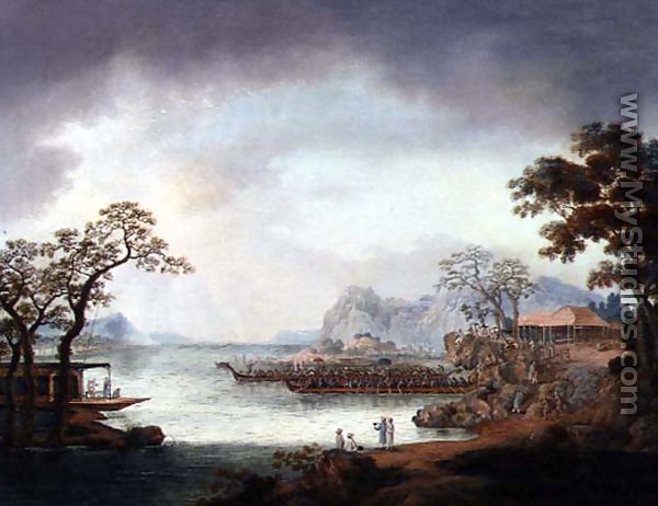 Chinese Ceremonial Barges Off a Rocky Coastline, c.1850 - Chinese School
