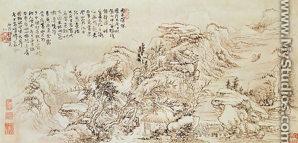 Mountain view, possibly 17th century - Chinese School, Ming Dynasty