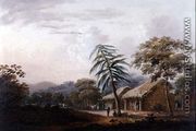 Figures Beneath a Leaning Palm Before a Village - (circle of) Chinnery, George (1774-1852)
