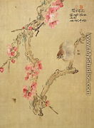 Tree blossom and bird, from an album of twelve studies of flowers, birds and fish - Tsubaki Chinzan
