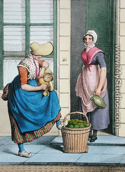 A woman selling milk and vegetables, illustration from 