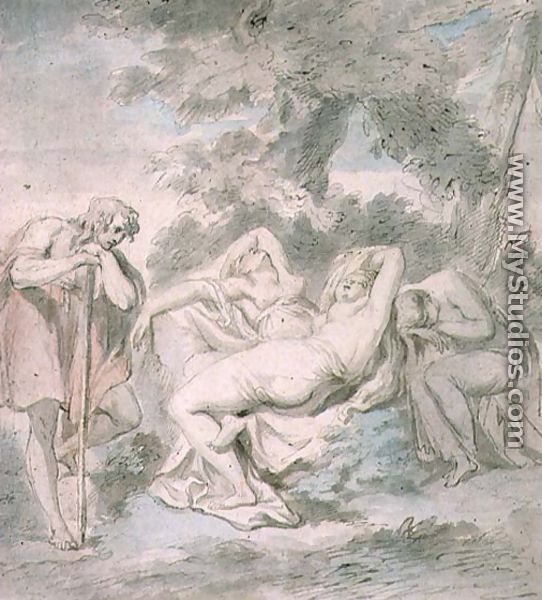 Cimon and Iphigenia: with two female attendants in a landscape - Giovanni Battista Cipriani