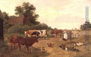 A Kentish Farm Scene, Milking-Time - Claude Clark