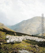 Shepherd and Sheep, Perthshire - Dixon Clark