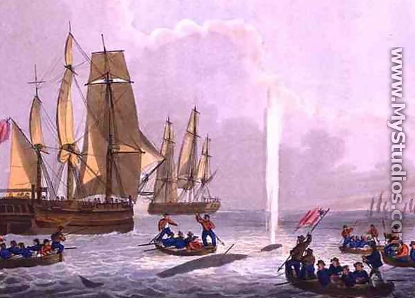 Boats Approaching a Whale, 1813 - John Heaviside Clark (after)