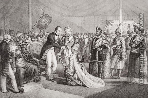 Grand Durbar at Cawnpore after the Suppression of the Sepoy Revolt, 1858, from `Illustrations of English and Scottish History