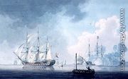 English Ships of War, one firing a Salute - Robert Cleveley