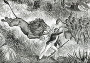 Livingstone Attacked by a Lion - (after) Cobner, J.M.