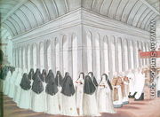 Procession of the Holy Sacrament in the Cloister, from 'l'Abbaye de Port-Royal', c.1710 - (after) Cochin, Louise Madelaine