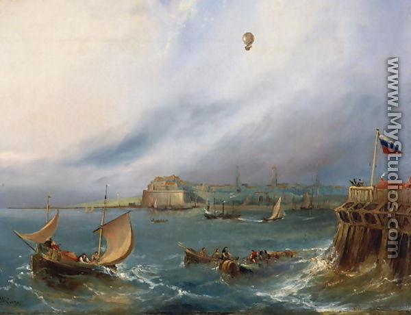 The First Balloon Crossing of the English Channel, 7th January 1785, c.1840 - E.W. Cocks