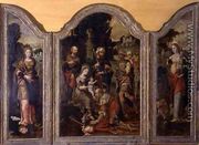 Triptych depicting the Adoration of the Magi and two saints - Pieter Coecke Van Aelst