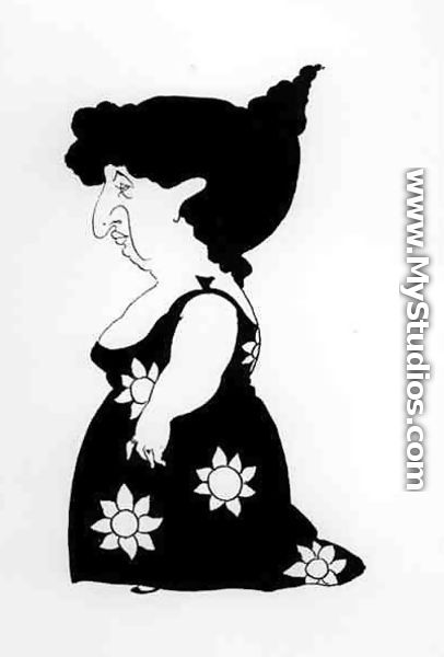 Caricature of a figure in a sunflower dress, from 