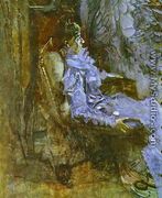 Lady in a Violet Dress (Portrait of Nadezhda Zabela-Vrubel, the Artist's Wife). Unfinished, 1901 - Mikhail Aleksandrovich Vrubel