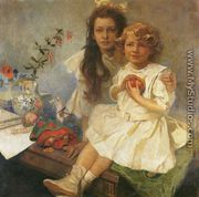 Jaroslava and Jiri - The Artist's Children. 1919 - Alphonse Maria Mucha