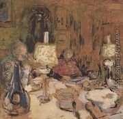 The Dinner with Two Lamps, rue de Calais, 1913 - Edouard  (Jean-Edouard) Vuillard