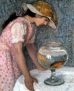 Young Girl with a Goldfish - Edmond-Francois Aman-Jean