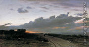 Evening view in a village. Oryol gubernia, 1874 - Clodt von Jurgensburg Mikhail Konstantinovitch