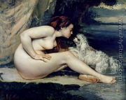 Female Nude with a Dog (Portrait of Leotine Renaude) 1861-62 - Jean-Baptiste-Camille Corot