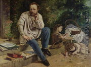 Pierre Joseph Proudhon (1809-65) and his children in 1853, 1865 - Gustave Courbet