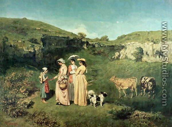 Young Women of the Village Giving Alms to a cowherd, 1852 - Gustave Courbet