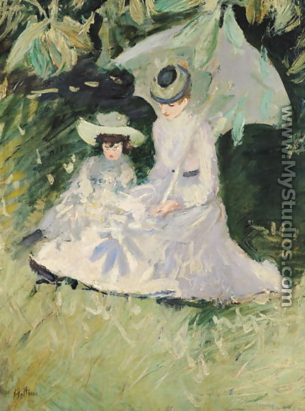 Madame Helleu and her Daughter at the Chateau of Boudran - Paul Cesar Helleu