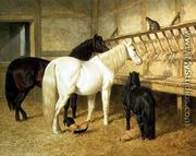 Ponies at the Manger - John Frederick Herring Snr