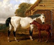 A Mare and Foal before a Barn, 1854 - John Frederick Herring Snr
