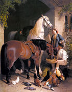 Feeding the Horses, 1858 - John Frederick Herring Snr