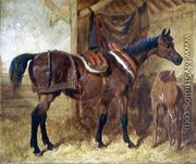 An Old Mare and Foal in a Stable, 1854 - John Frederick Herring Snr