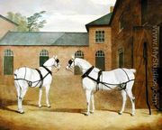 Mr. Sowerby's Grey Carriage Horses in his Coachyard at Putteridge Bury, Hertfordshire, 1836 - John Frederick Herring Snr