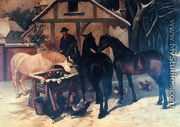 At the Water Trough in Winter - John Frederick Herring Snr