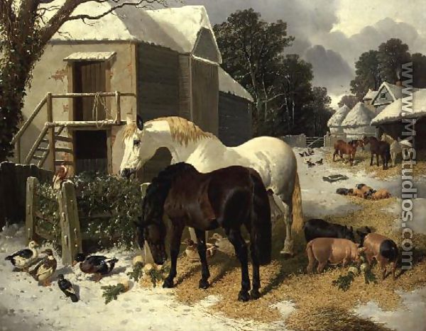 The Farmyard in Winter - John Frederick Herring, Jnr.