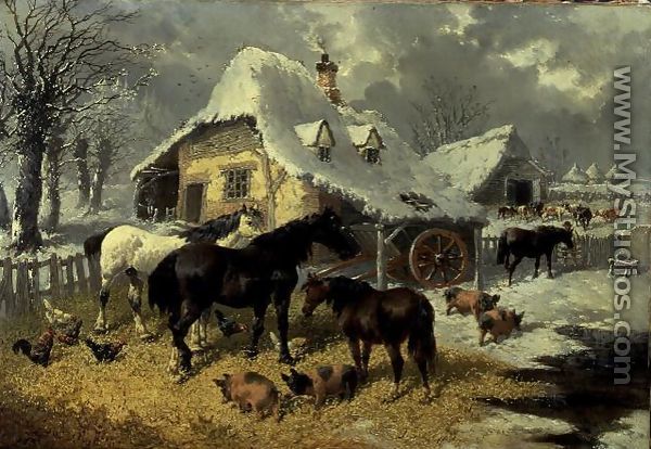 A Farmyard in Winter - John Frederick Herring, Jnr.