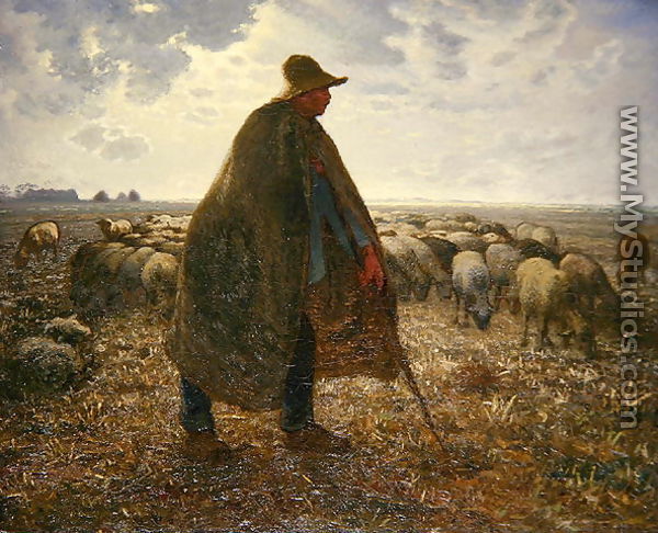 Shepherd Tending His Flock - Jean-Francois Millet