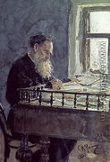 Lev Tolstoy (1828-1910) at work, 1893 - Ilya Efimovich Efimovich Repin