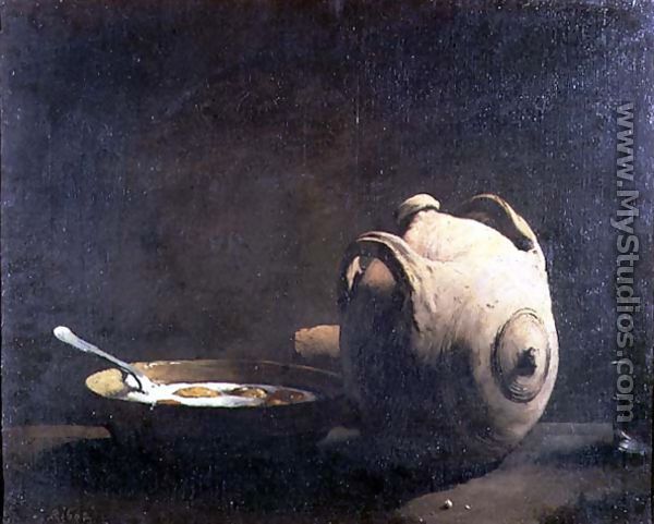 Still life with eggs on a plate, 19th century - Theodule Augustine Ribot