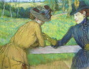 Two women leaning on a gate - Edgar Degas