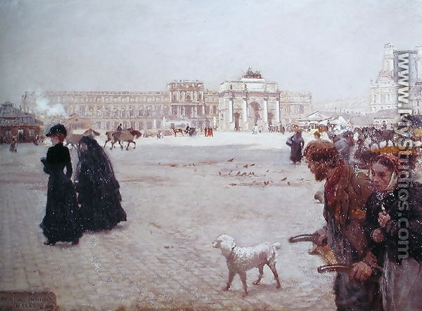 La Place du Carrousel, Paris- The Ruins of the Tuileries, 1882 - Giuseppe de Nittis