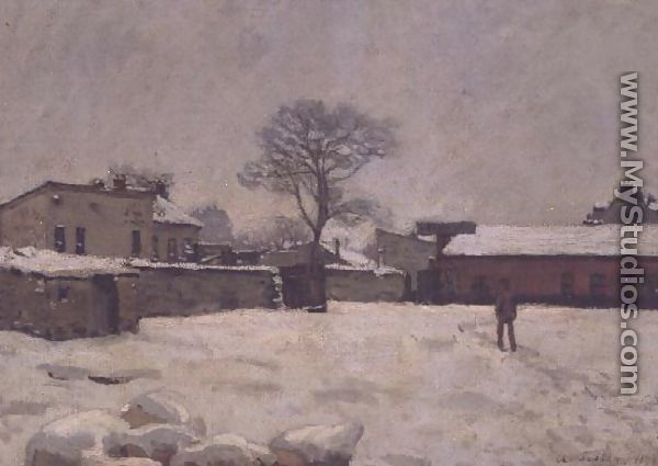 Under Snow: the farmyard at Marly-le-Roi, 1876 - Alfred Sisley