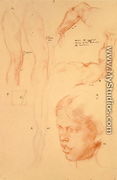 Annotated demonstration, Drawings and a Study of a Girl's Head - Henry Tonks