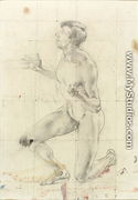 Study of a Kneeling Nude Man, turned to the left - Henry Tonks