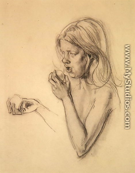 Head and Shoulders of a Girl as Eve - Henry Tonks