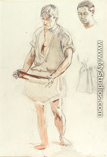 Man Standing- Studies of Head and of Shirt - Henry Tonks