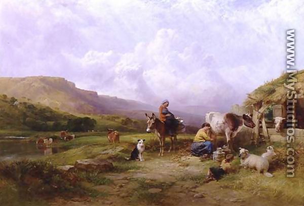 Milking Time on the Swale, Yorkshire, 1863 - George Cole, Snr.