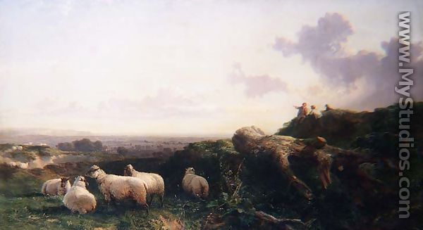 Evening on the South Downs 1867 - George Cole, Snr.
