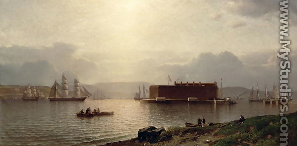 The Narrows and Fort Lafayette  Ships coming into Port  New York Harbour  1868 - Samuel Colman