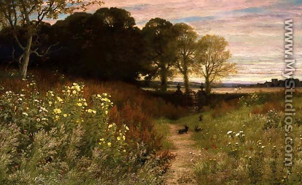 Landscape with Wild Flowers and Rabbits - Robert Collinson