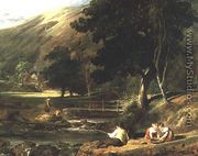Borrowdale, Cumberland, with Children Playing By A Stream, 1823 - William Collins
